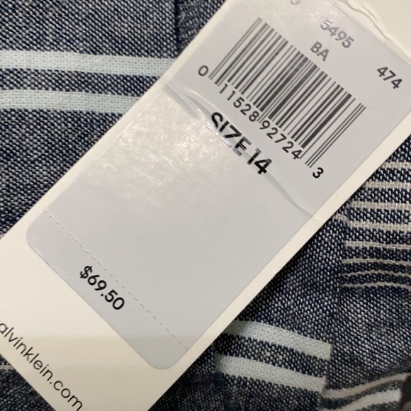 Calvin Klein Linen Chambray Stripe cropped pants - Picture 4 of 4